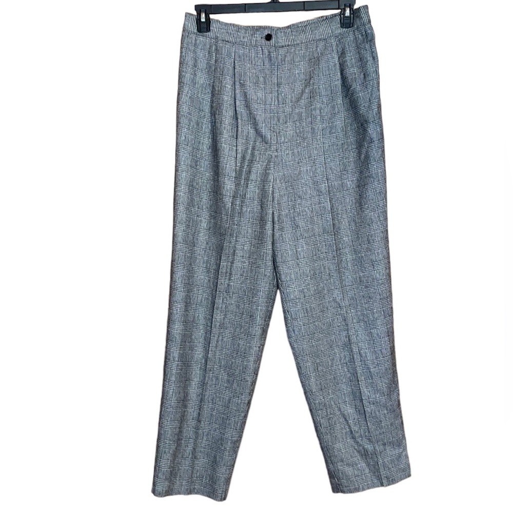 •ALFRED DUNNER•NWT BLACK & WHITE PLAID PLEATED WOOL BLEND TROUSERS SIZE 16